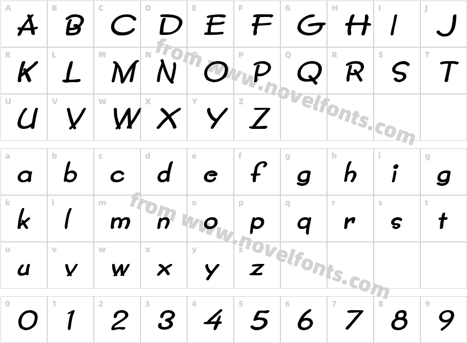 Crayon-Extended Bold ItalicCharacter Map