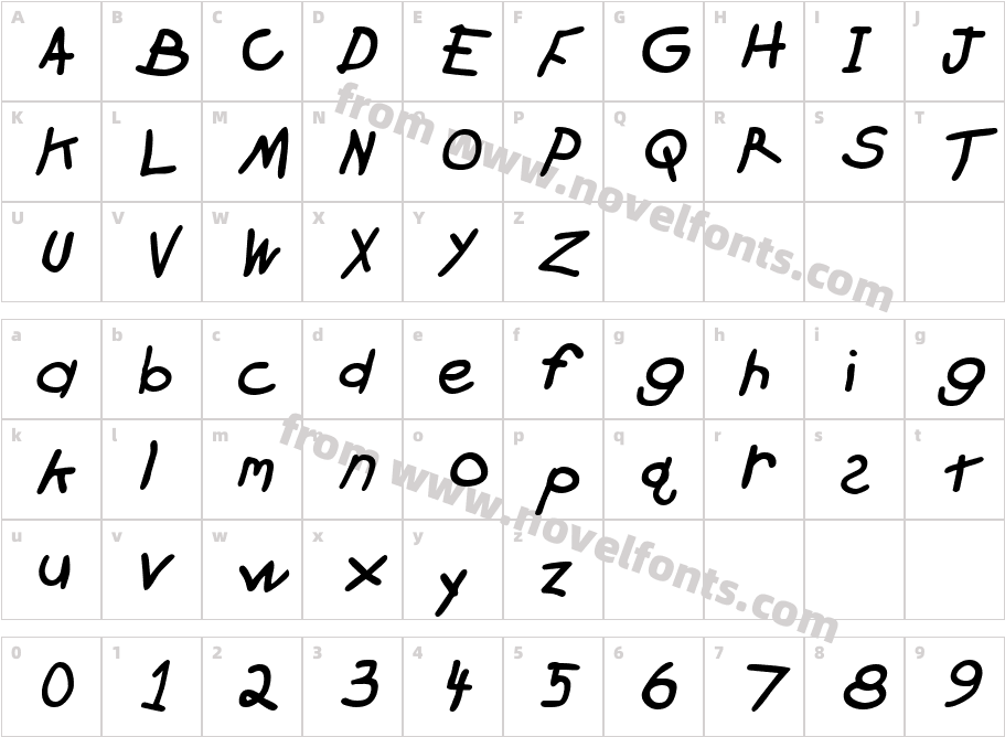 CrayonBlackSlantedSWFTECharacter Map