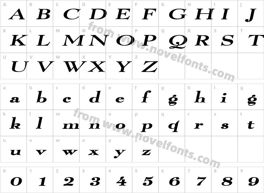 Luciano Extended BoldItalicCharacter Map