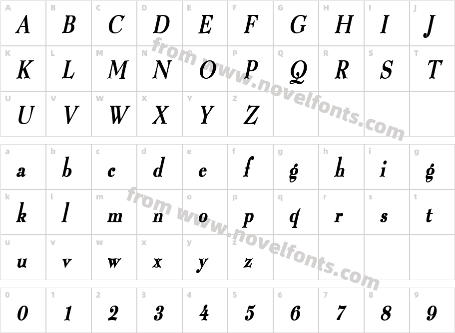 Luciano Thin BoldItalicCharacter Map