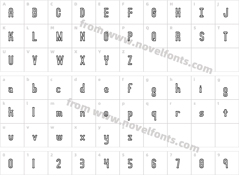 Lucid Type B Outline (BRK)Character Map