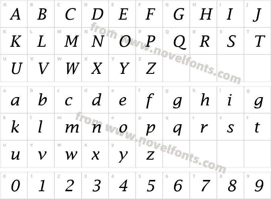 Lucida Fax ItaliqueCharacter Map