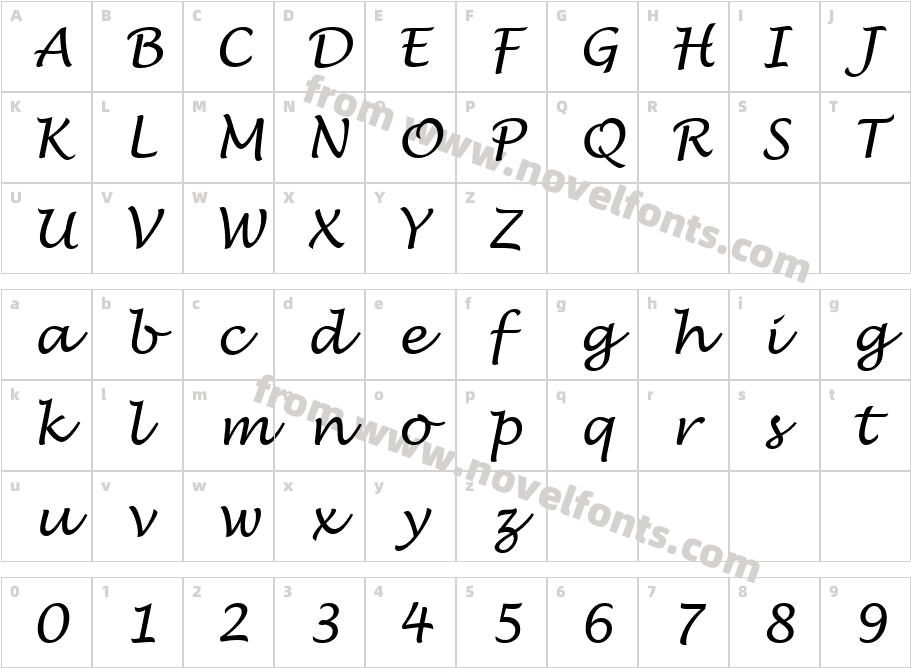 Lucida Handwriting ItaliqueCharacter Map