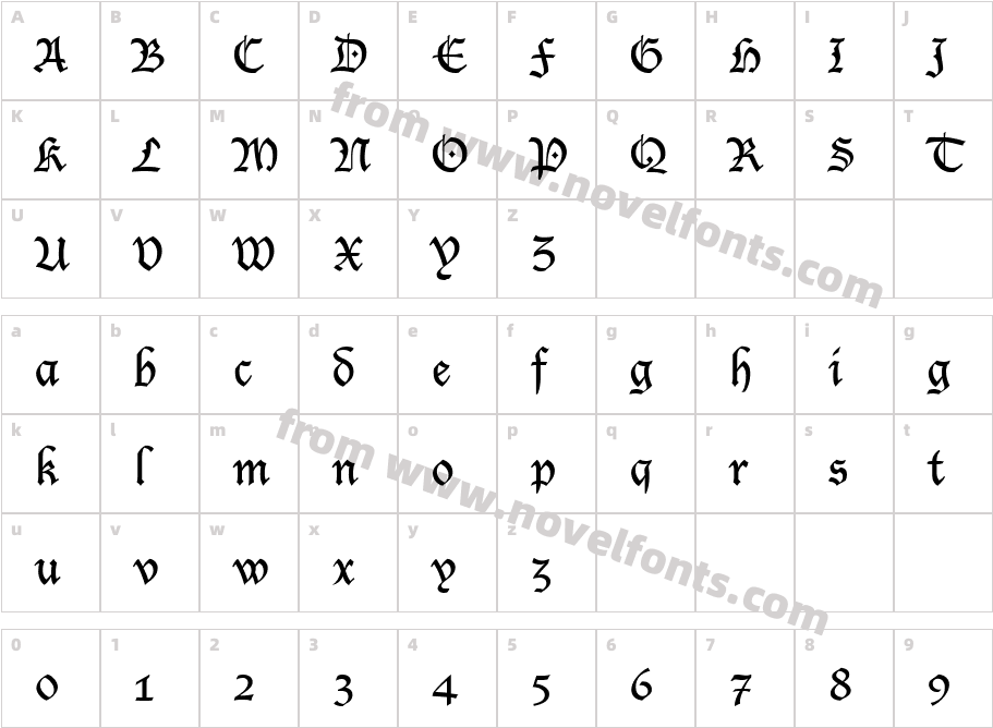 LucidaBlackletterCharacter Map