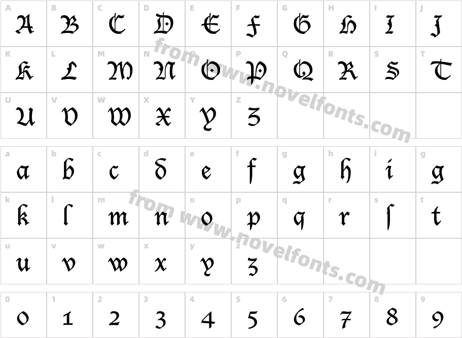 LucidaBlackletterEFCharacter Map