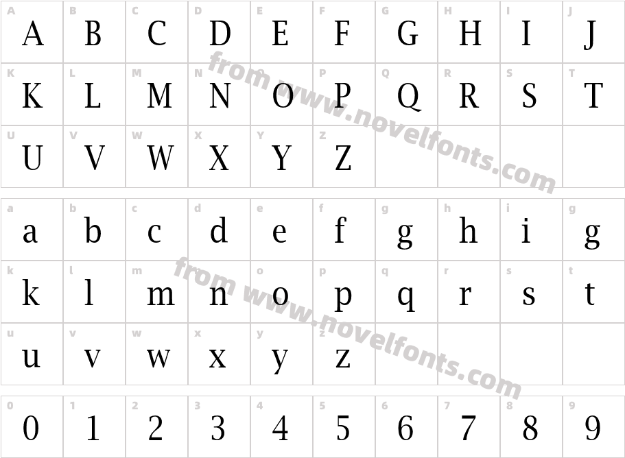 LucidaBrightNarEF-RomanCharacter Map