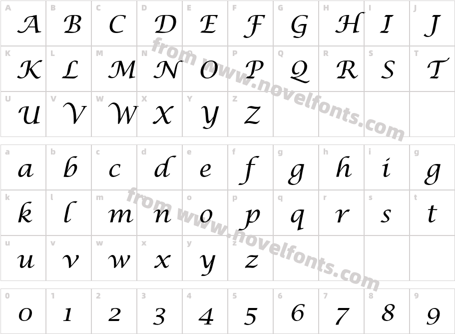 LucidaCalligraphyEFCharacter Map