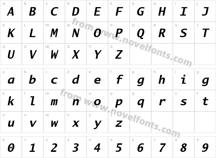 LucidaMonoEF-BoldItalicCharacter Map