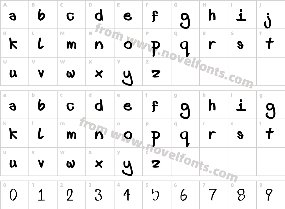 Craze One's first fontCharacter Map