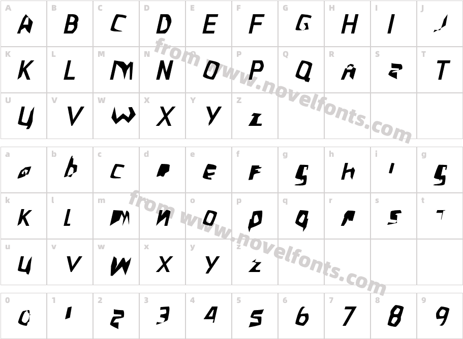 Crazy Punk ObliqueCharacter Map