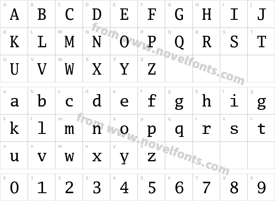 Luxi Mono RegularCharacter Map