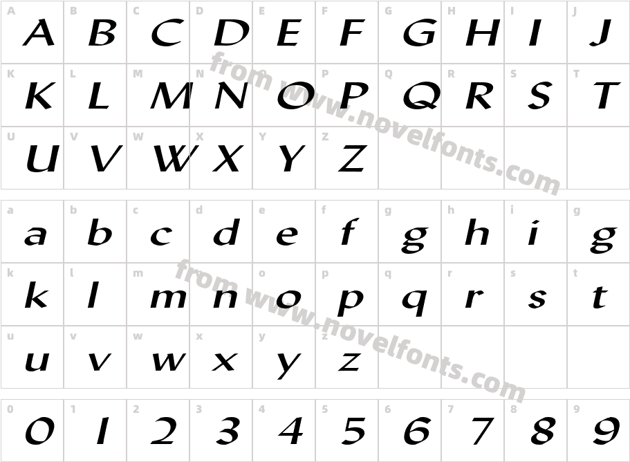 Lynda Extended ItalicCharacter Map