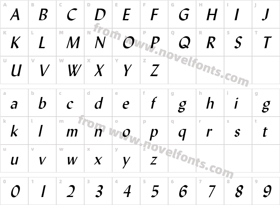 Lynda ItalicCharacter Map