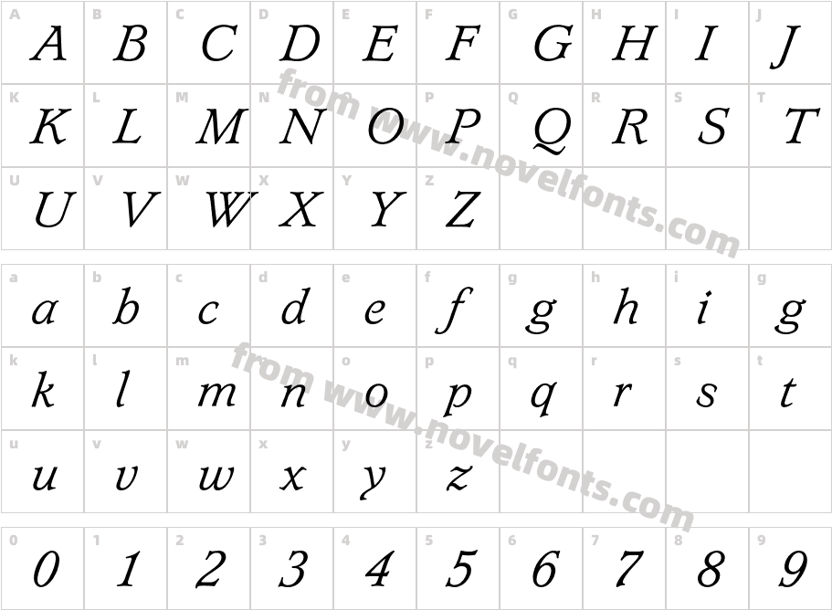 LyntonBQ-LightItalicCharacter Map