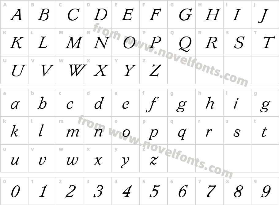 LyntonBQ-LightItalicCharacter Map