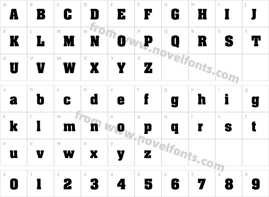 AachenBoldPlainCharacter Map