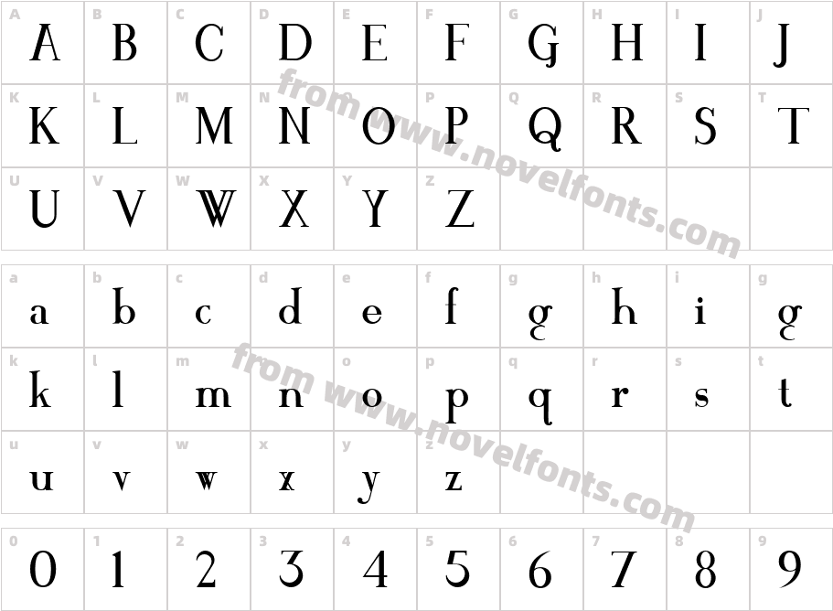 MAWNS SerifCharacter Map