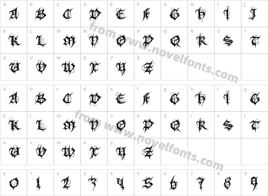 MB Gothic SpellCharacter Map