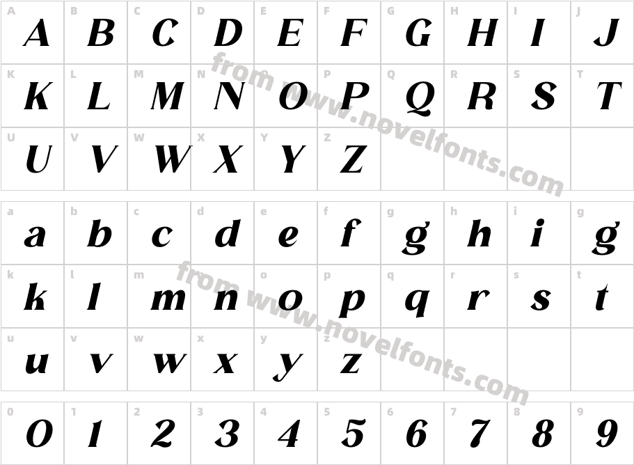 MELISA ItalicCharacter Map