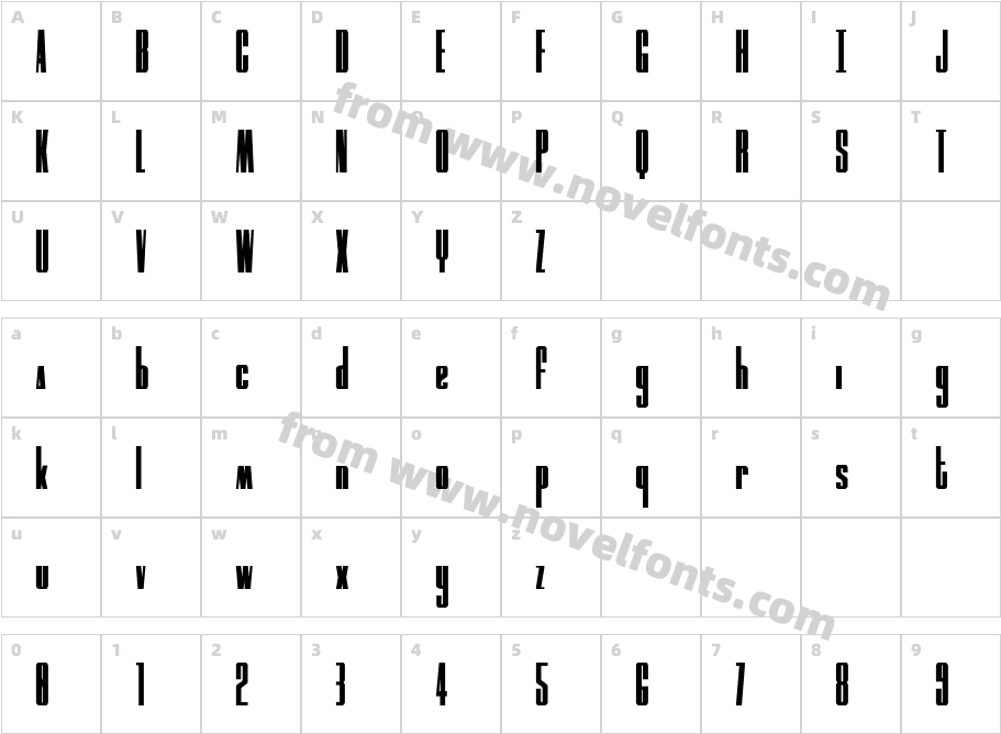 MOON Runner CondensedCharacter Map