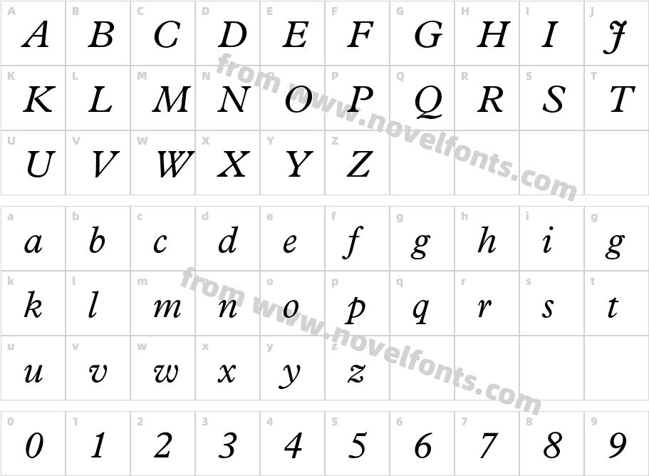 MPlantin-ItalicCharacter Map