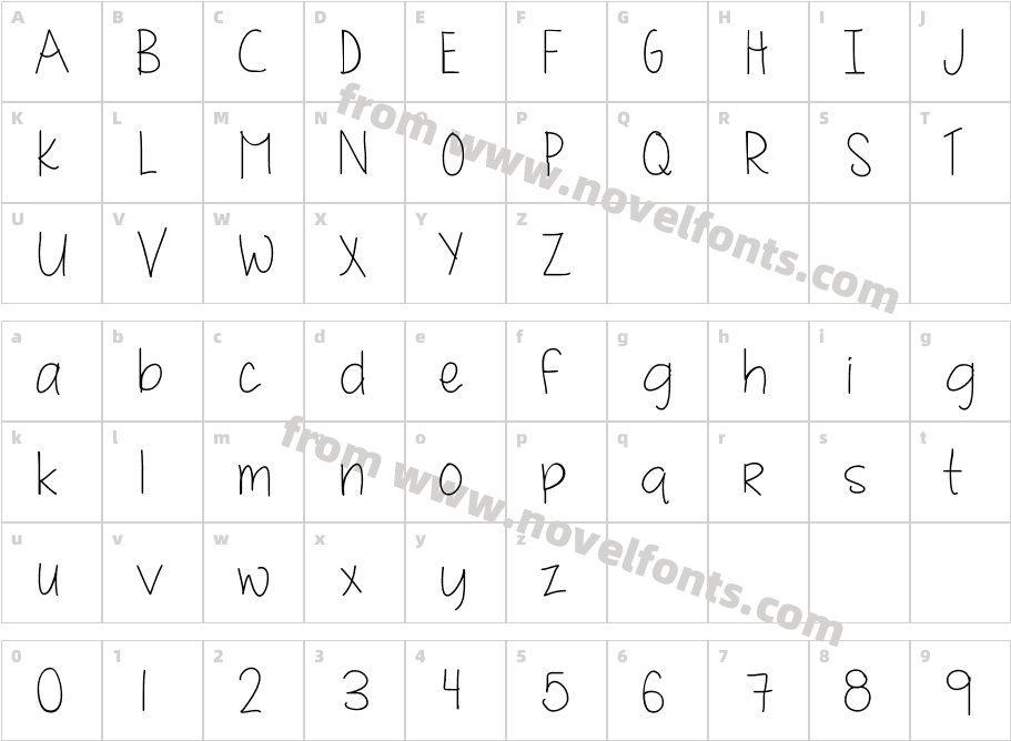 MRF quirky and authentic hand font demoCharacter Map