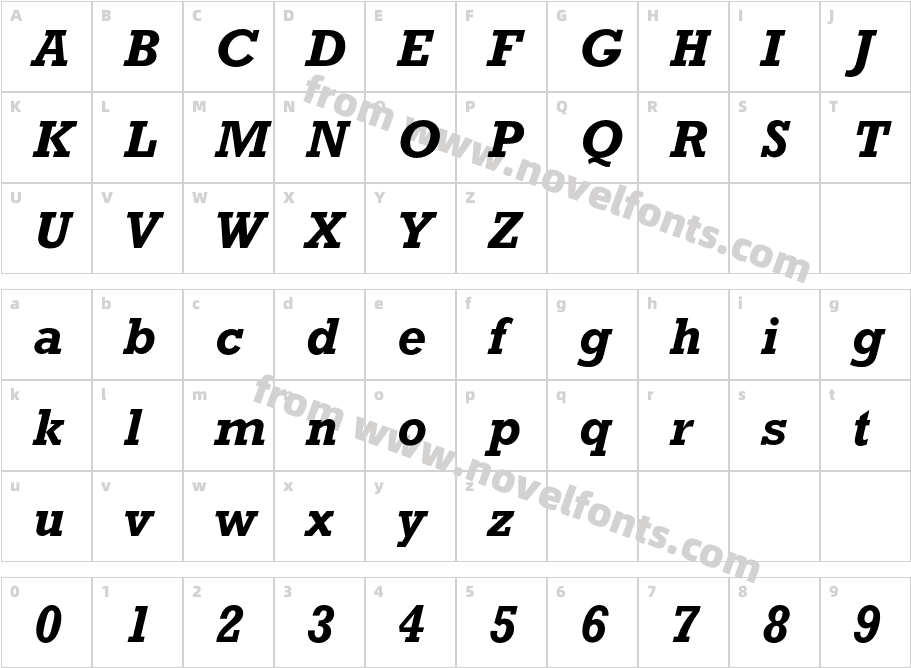 MRockwell-BoldItalicCharacter Map