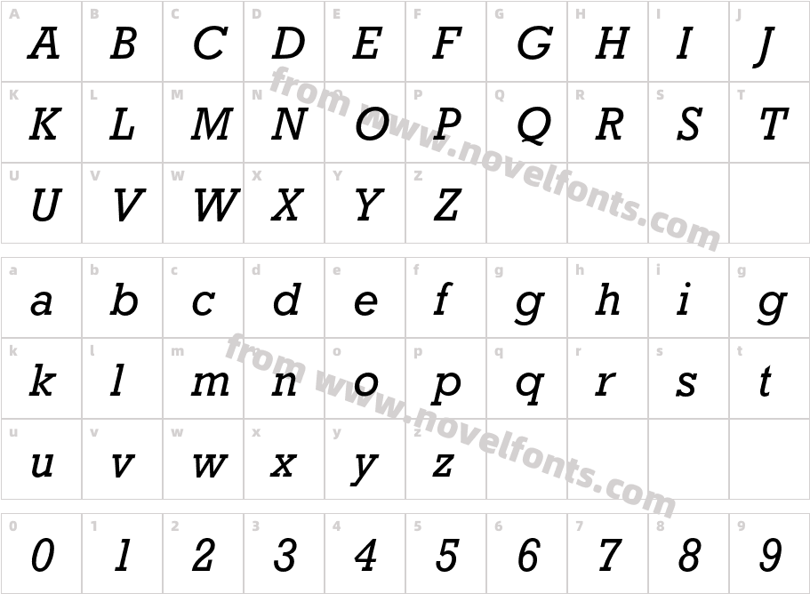 MRockwell-ItalicCharacter Map