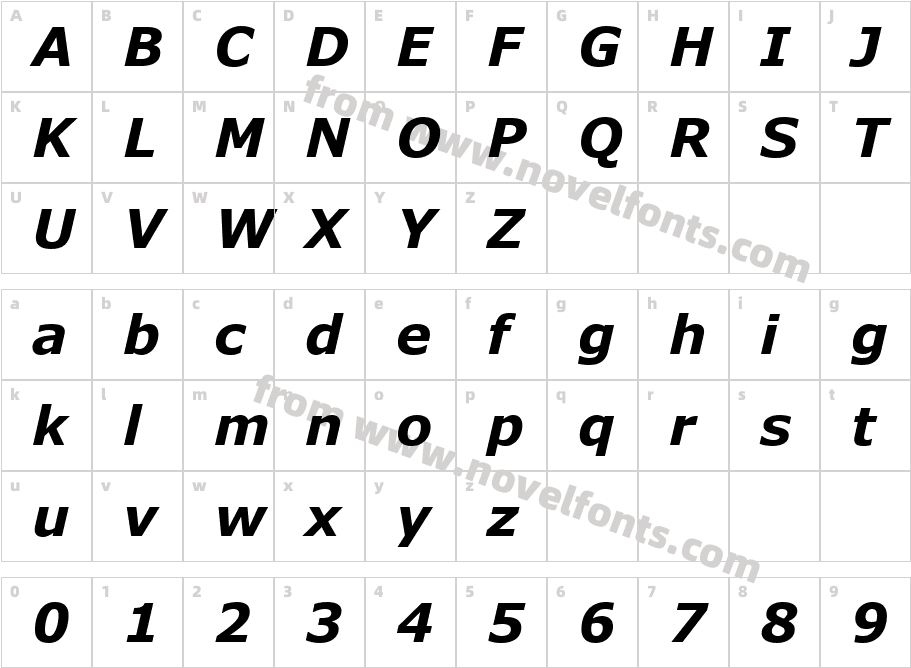 MS Reference Sans Serif Gras ItaliqueCharacter Map