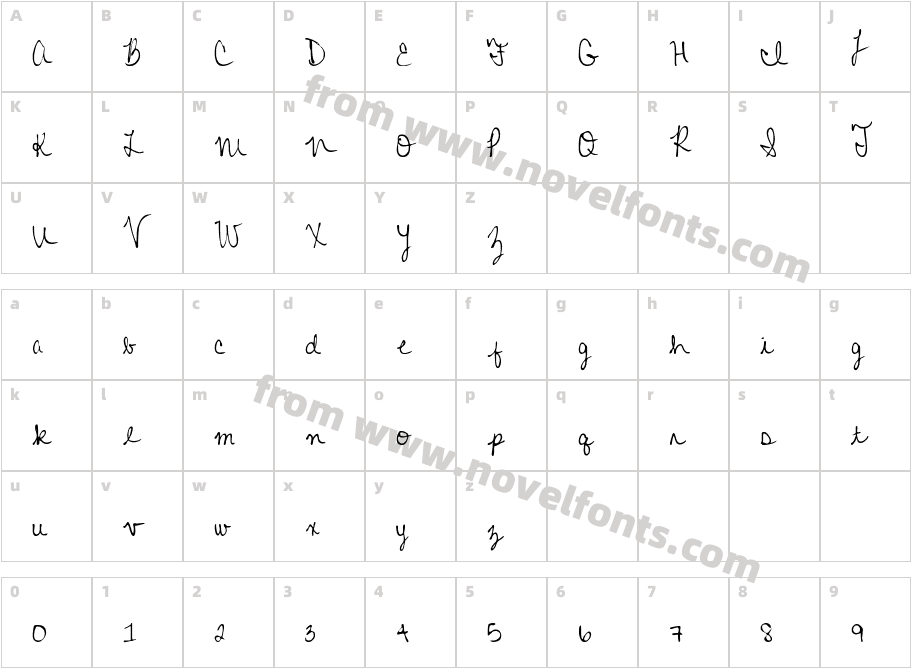 MTF Colleen CursiveCharacter Map