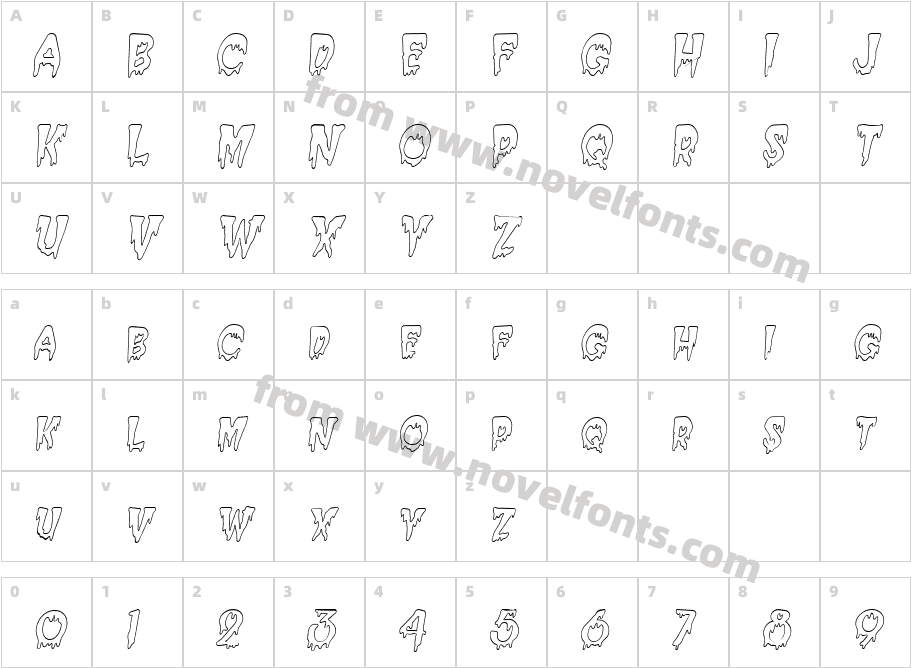 Creepy Hollow-Condensed ItalicCharacter Map