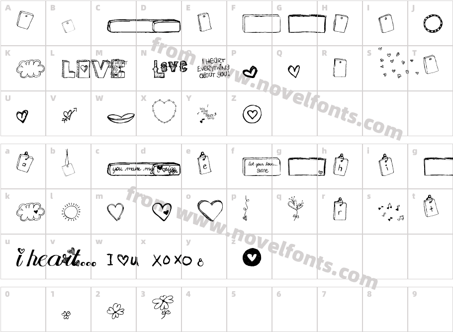 MTF i heart SketchesCharacter Map