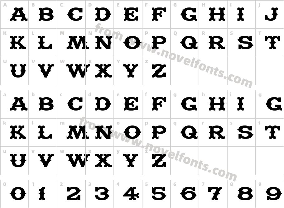 Madfont ThornsCharacter Map