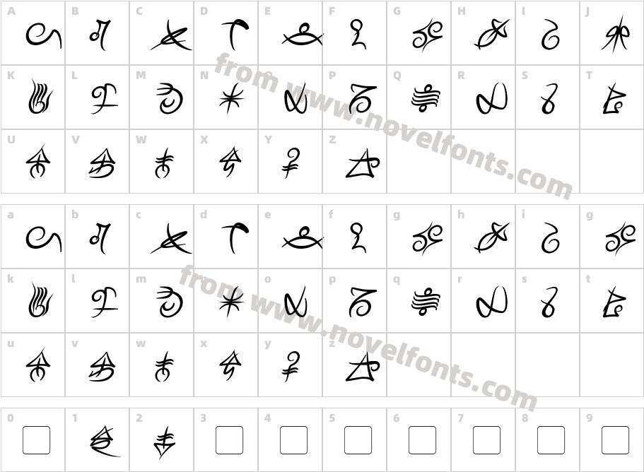 Mage Script Bold ItalicCharacter Map