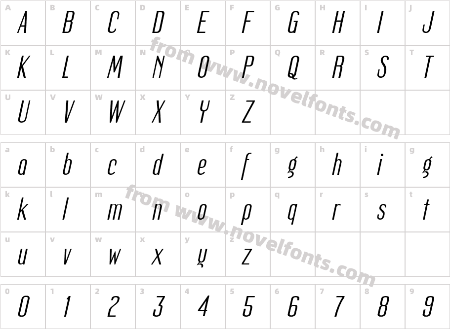 Mager ItalicCharacter Map