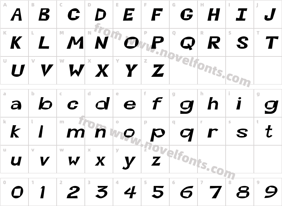 Magoo-Extended ItalicCharacter Map