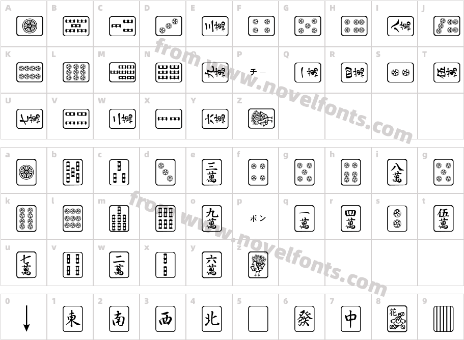 Mahjong PlainCharacter Map