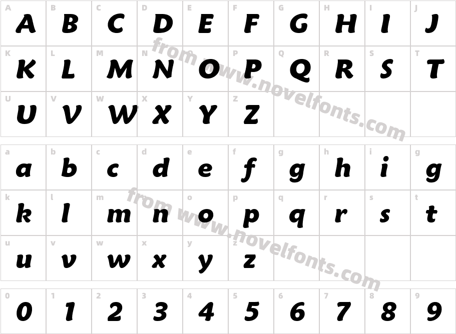 Maiandra Black Italic GDCharacter Map