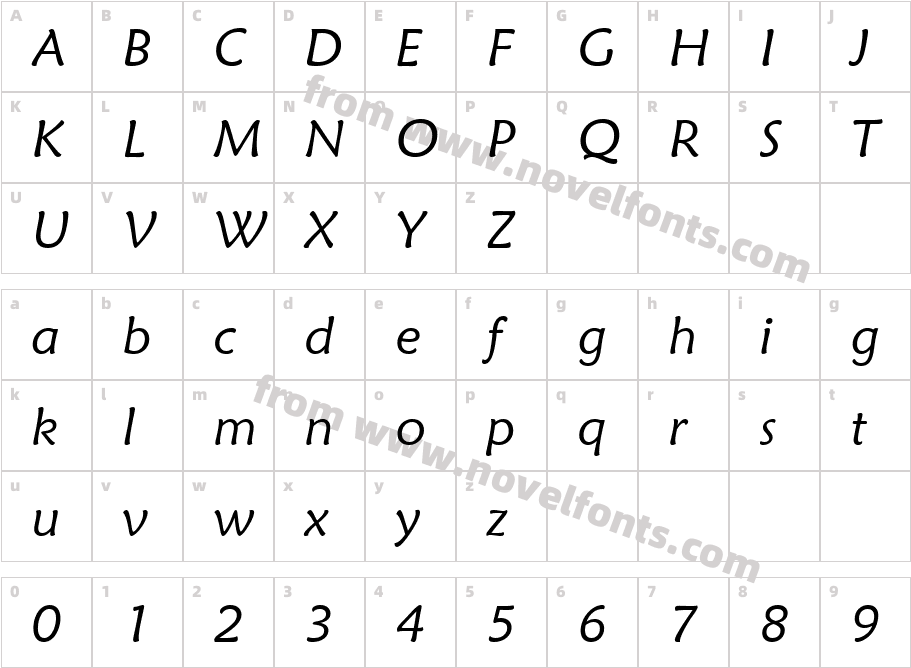 Maiandra Italic GDCharacter Map