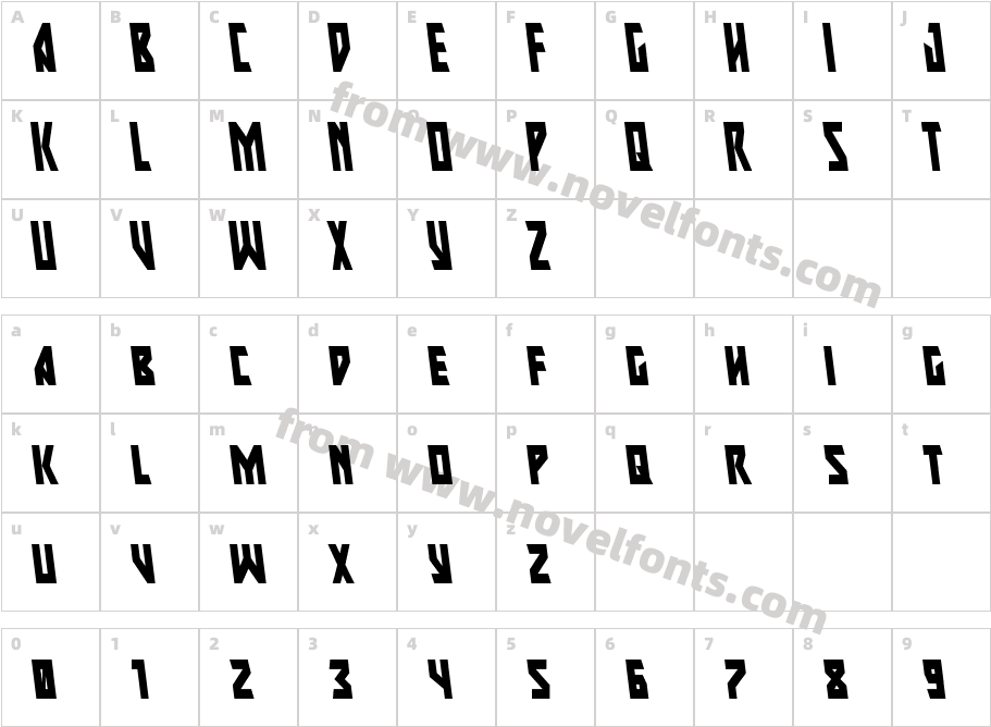 Major Force Condensed LeftalicCharacter Map