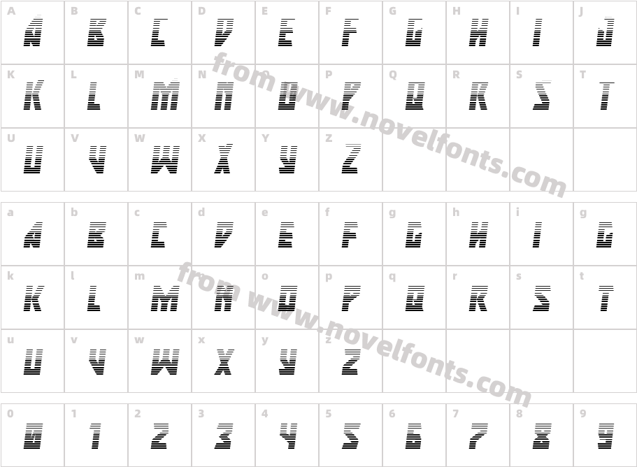 Major Force Gradient ItalicCharacter Map