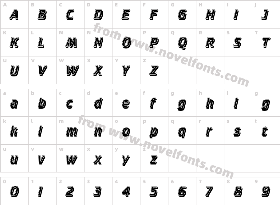 Crillee Italic Inline Shad StdCharacter Map