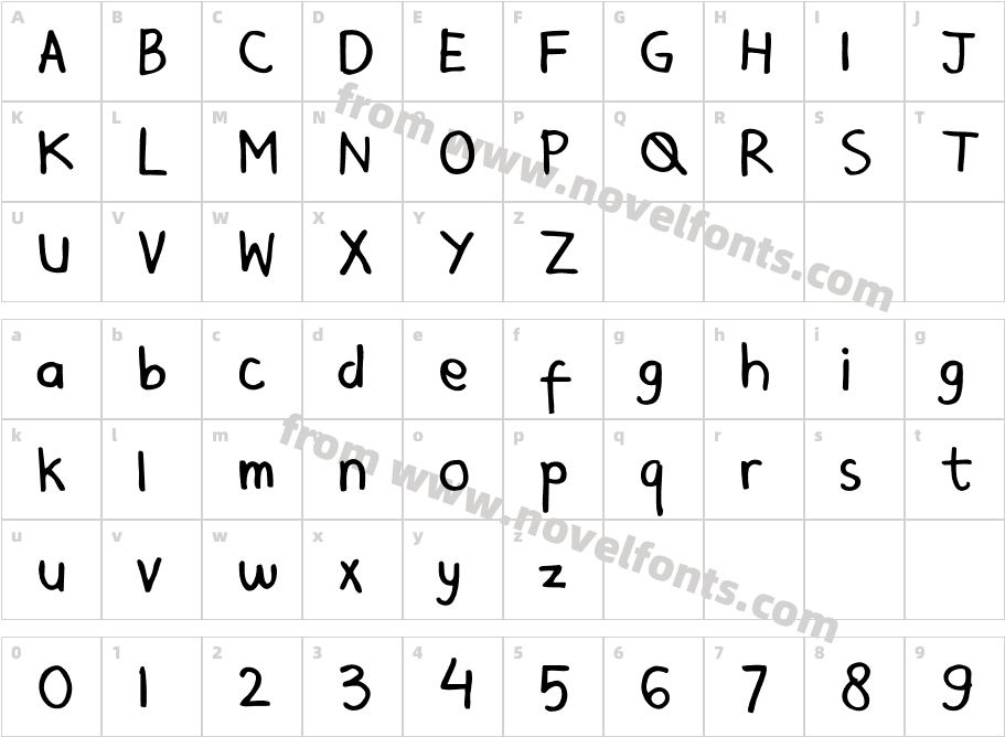 Mala's HandwritingCharacter Map