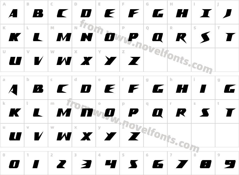 Crime Syndicate Extra condensedCharacter Map