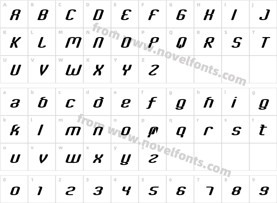 Criminal ItalicCharacter Map