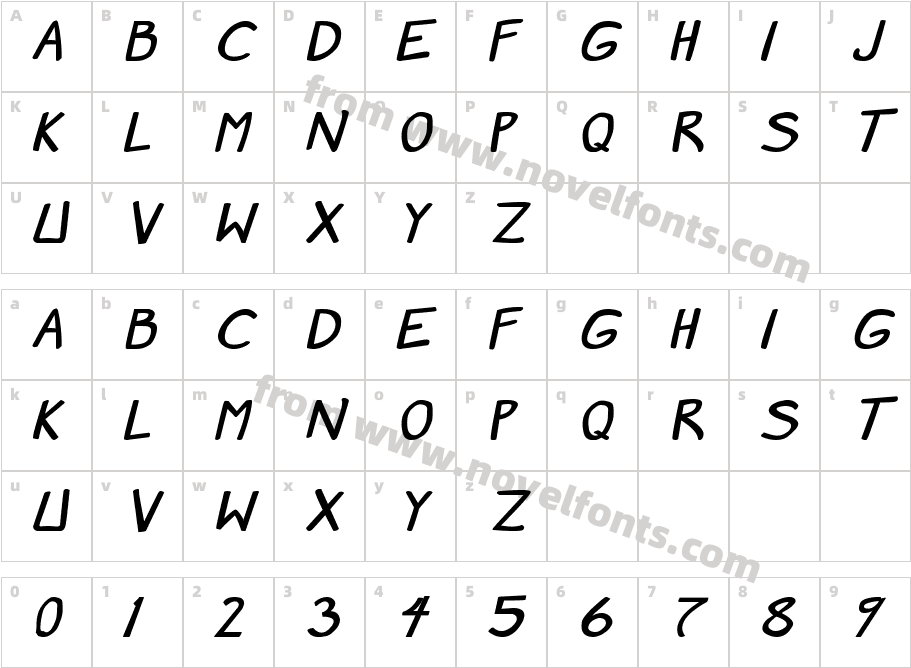 Manga speak 2 stocky BoldCharacter Map