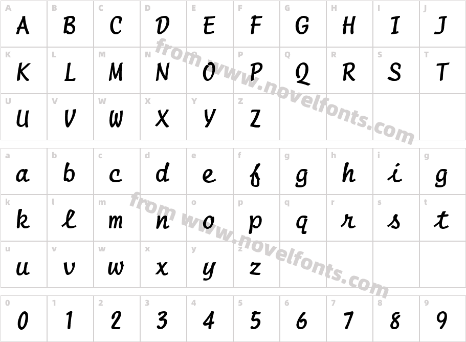 Manuscript BoldCharacter Map