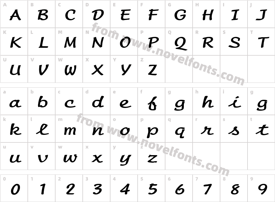 Manuscript Extended BoldCharacter Map