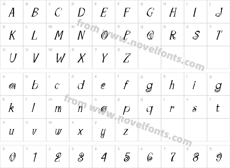 Maraca ItalicCharacter Map