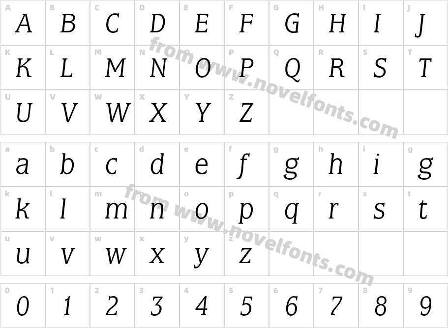 MarbrookBQ-LightItalicCharacter Map